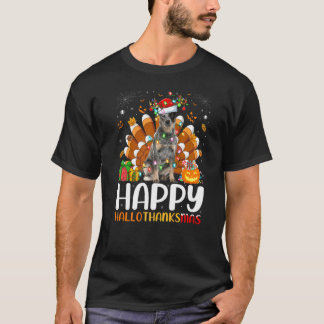 T-shirt Chien Blue Heeler Halloween Noël Hallotha Joyeux