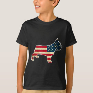 T-shirt Chien Bouledogue Français 4 Juillet Drapeau Améric