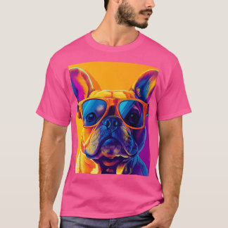 T-shirt Chien bouledogue français cool avec des lunettes d