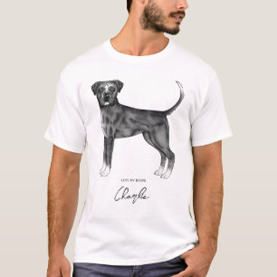 T-shirt Chien Boxer Allemand Noir & Blanc Avec Texte Perso