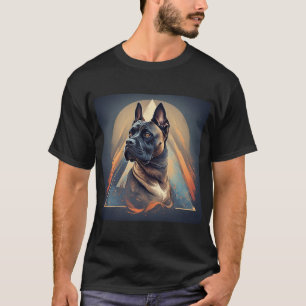 T-shirt Chien Boxer sur Fond Géométrique