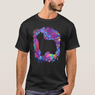 T-shirt Chien Briard Aquarelle Rose éclaboussée Amour Chie