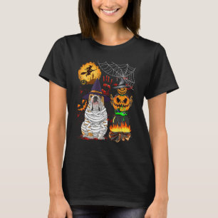 T-shirt Chien Bulldogue Chauve-Souris Citrouille Sorcière
