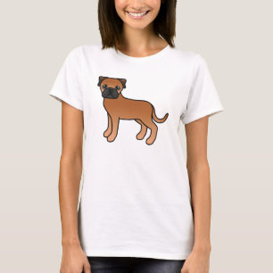 T-shirt Chien Bullmastiff Rouge Dessin Animé Mignon