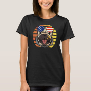T-shirt Chien Carlin Amérique Rétro Coucher de soleil Prop