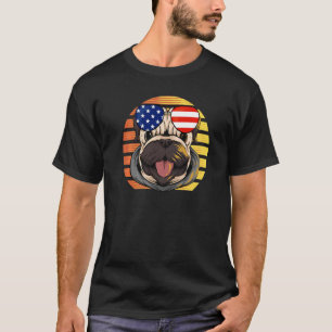 T-shirt Chien Carlin Amérique Rétro Coucher de soleil Prop