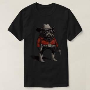 T-shirt Chien Carlin Cowboy Mème drôle Western Outfit