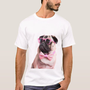 T-shirt chien carlin dans un nœud