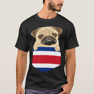 T-shirt Chien Carlin Drapeau Costa Rica Dans La Poche
