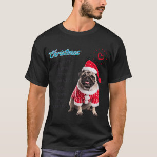 T-shirt Chien CARLIN en costume de Père Noël avec chapeau