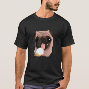 T-shirt Chien Carlin Mangeant de la Crème Glacée Mignon 1