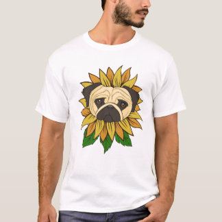 T-shirt Chien Carlin Mignon dans un Tournesol
