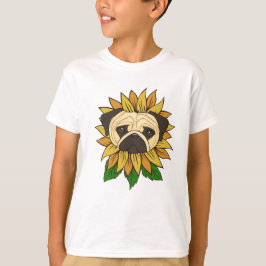 T-shirt Chien Carlin Mignon dans un Tournesol