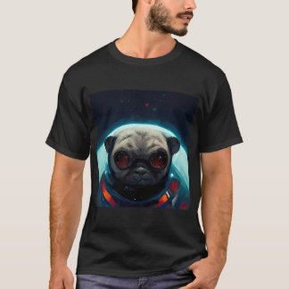T-shirt Chien Carlin Sérieux Espace Galactique Futuriste A