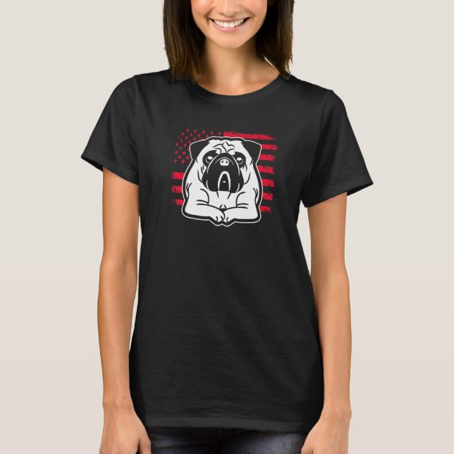 T-shirt Chien Carlin US Drapeau américain 1 (Devant)