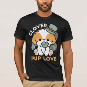 T-shirt Chien chanceux avec trèfle – Cadeau de la Saint-Pa