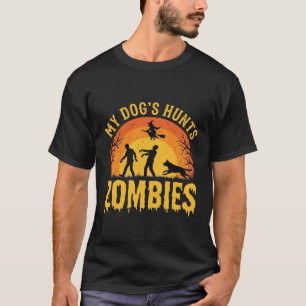 T-shirt Chien Chasse Les Zombies Design Halloween