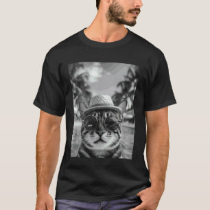 T-shirt Chien chat Bengal drôle selfie Chat Vacances d'été