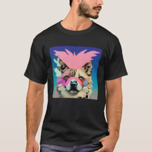 T-shirt Chien Chat Tigre Lion Coloré Vibrant Portant Plume