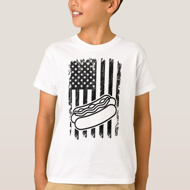 T-shirt CHIEN CHAUD Amérique US Drapeau chaud Concours de  (Devant)