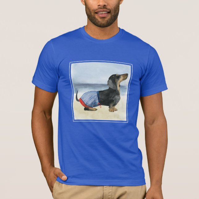 T-shirt Chien chaud | Chiot Dans Les Troncs De Baignade (Devant)