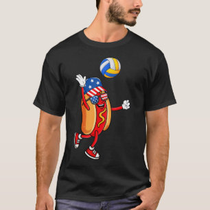 T-shirt Chien Chaud Jouant Au Volleyball Fête De L'Indépen