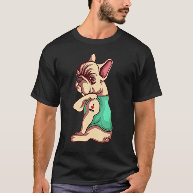T-shirt Chien Chien Français Chien Chien J'aime Maman Tato (Devant)