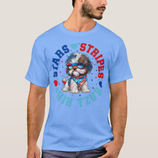 T-shirt Chien Chih Tzu Patriotique Pour 4 juillet Célébrat