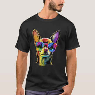 T-shirt Chien Chihuahua avec des Lunettes de Soleil Chioux