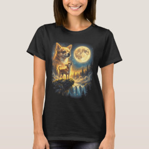 T-shirt Chien Chihuahua Nuit au Clair de Lune Art Chihuahu