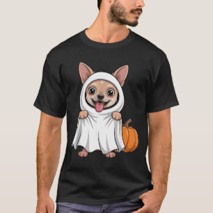 T-shirt Chien Chihuahua portant un costume de fantôme blan