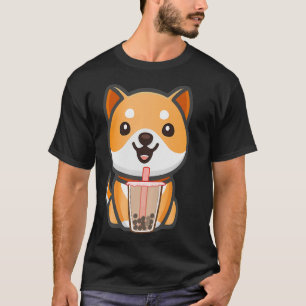 T-shirt Chien chiot de Corgi Boba Bubble Teas Kawaii Anime