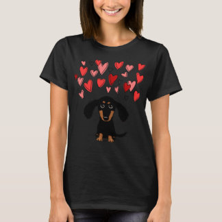 T-shirt Chien chiot mignon avec Coeurs de Saint Valentin C