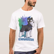 Chien chiot noir et argenté Schnauzer