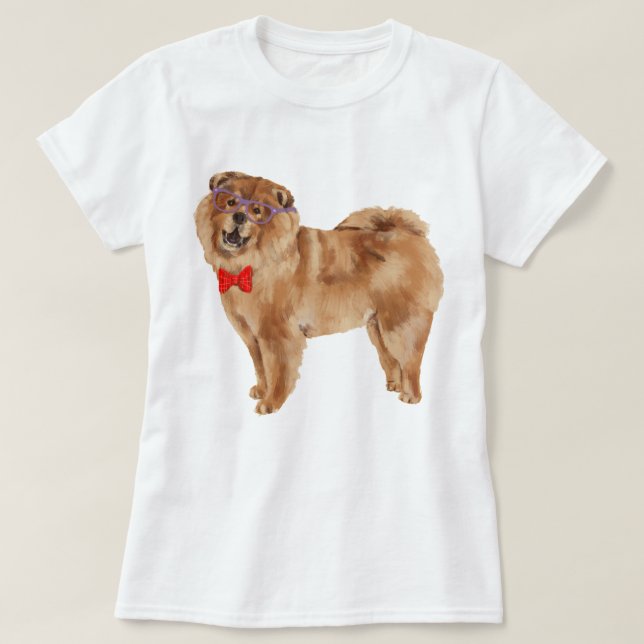 T-shirt Chien Chow Chow peint à la main (Design devant)