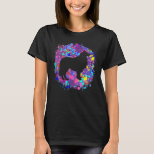 T-shirt Chien Colley Éclaboussure Aquarelle Rose Amour Chi