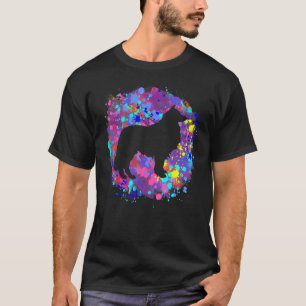 T-shirt Chien Colley Éclaboussure Aquarelle Rose Amour Chi