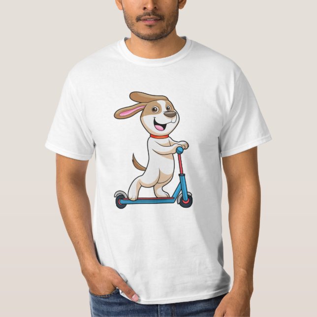 T-shirt Chien comme Biker avec Scooter (Devant)