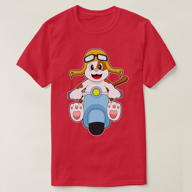 T-shirt Chien comme Biker avec Scooter (Design devant)