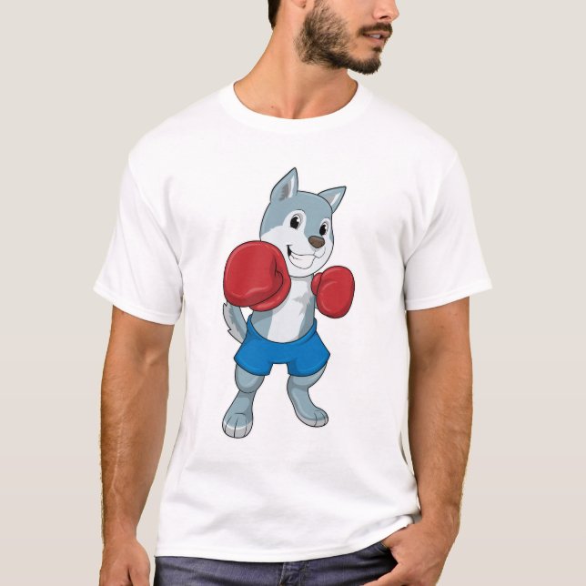 T-shirt Chien comme boîte avec gants de boxe (Devant)
