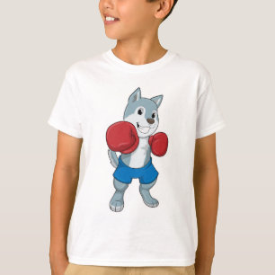 T-shirt Chien comme boîte avec gants de boxe