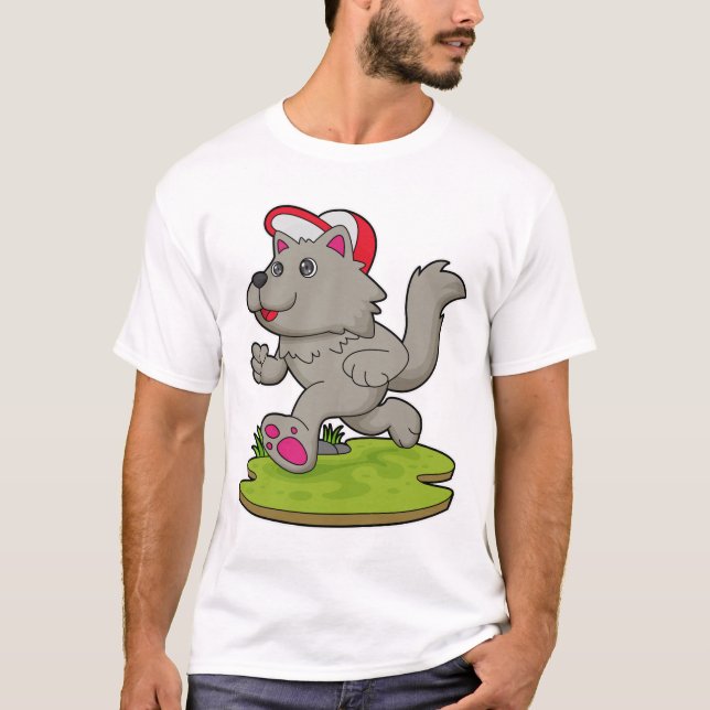 T-shirt Chien comme coureur avec Casquette (Devant)