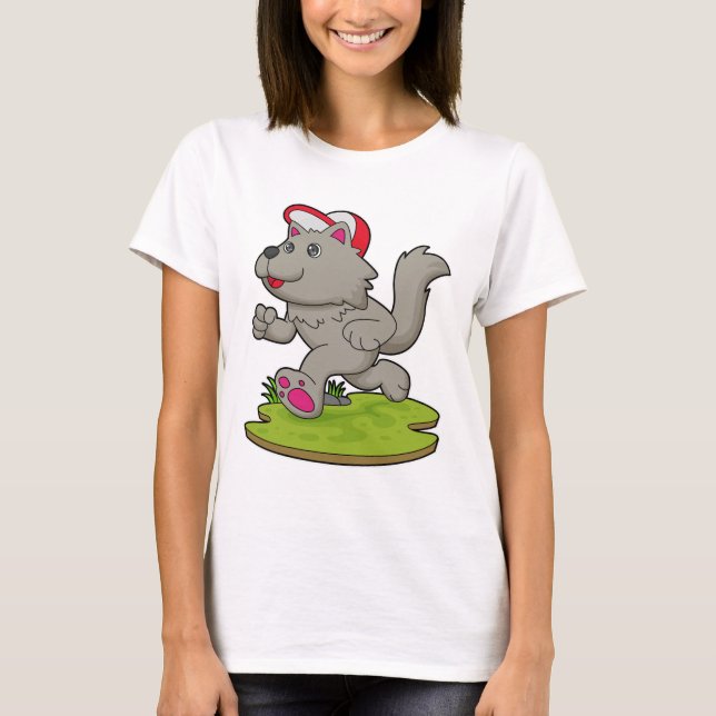 T-shirt Chien comme coureur avec Casquette (Devant)