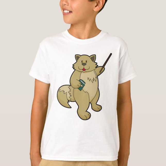 T-shirt Chien comme enseignant avec livre et pointeur (Devant)