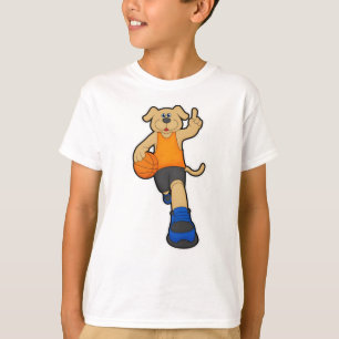 T-shirt Chien comme joueur de basket-ball avec basket-ball