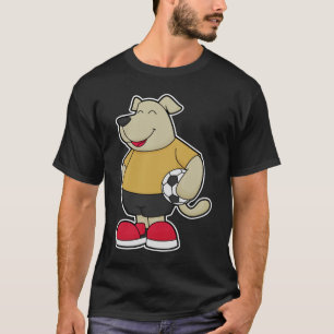 T-shirt Chien comme joueur de football avec balle de footb
