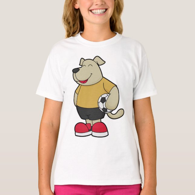 T-shirt Chien comme joueur de football avec balle de footb (Devant)