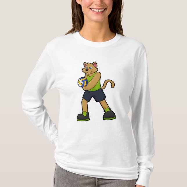 T-shirt Chien comme joueur de volleyball avec volleyball (Devant)