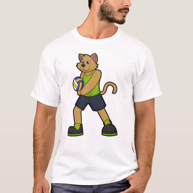 T-shirt Chien comme joueur de volleyball avec volleyball (Devant)