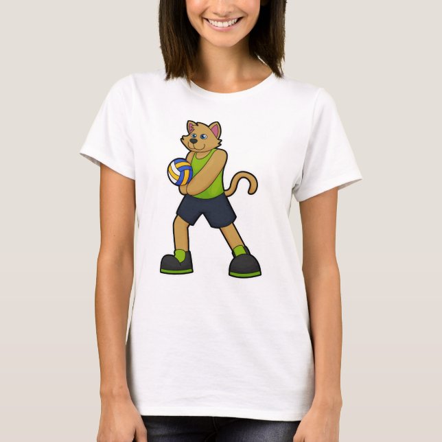 T-shirt Chien comme joueur de volleyball avec volleyball (Devant)